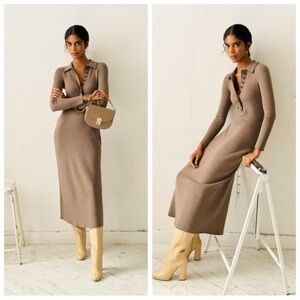 Sezane Leandre Maxi Dress - Dark Taupe - Small - NWT